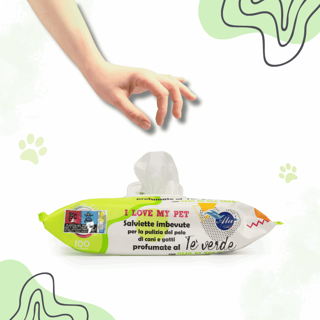 Tet-e-Pet Green Tea (Tè Verde) Pet Wipes – 100 Count | Antioxidant-Rich Cleansing Wipes