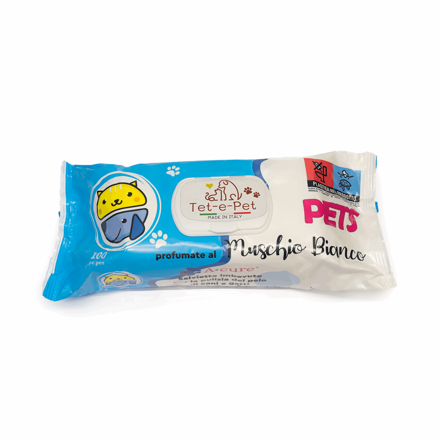 Tet-e-Pet White Moss (Muschio Bianco) Pet Wipes – 100 Count | Hypoallergenic Dog & Cat Wipes