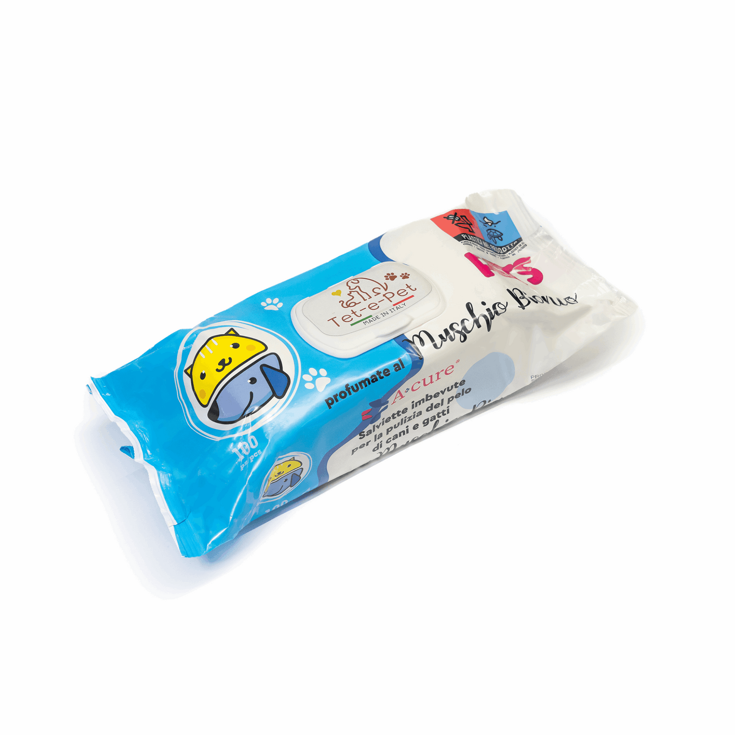 Tet-e-Pet White Moss (Muschio Bianco) Pet Wipes – 100 Count | Hypoallergenic Dog & Cat Wipes