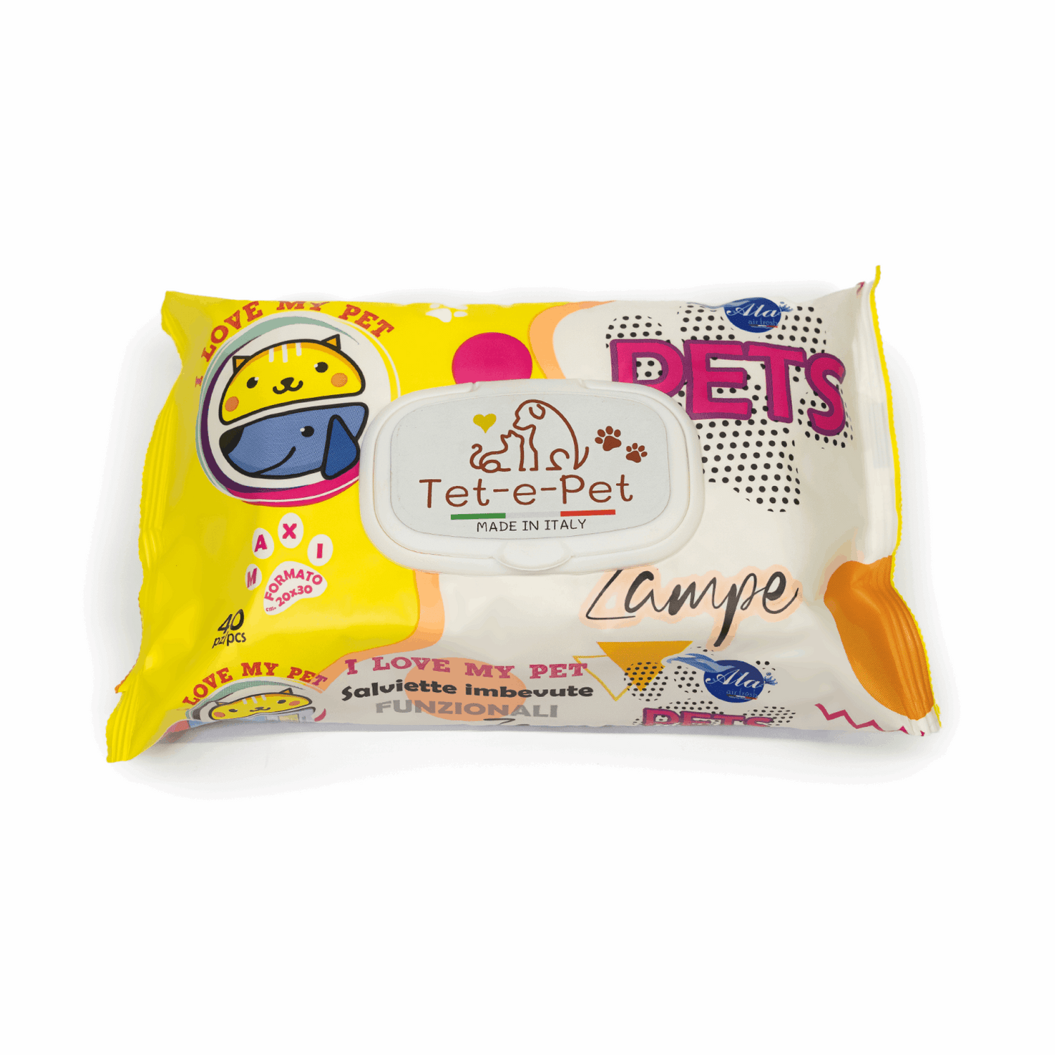 Tet-e-Pet Paws (Zampe) Sensitive Pet Wipes – 40 Count | Hypoallergenic & Deep Cleaning Paw Wipes