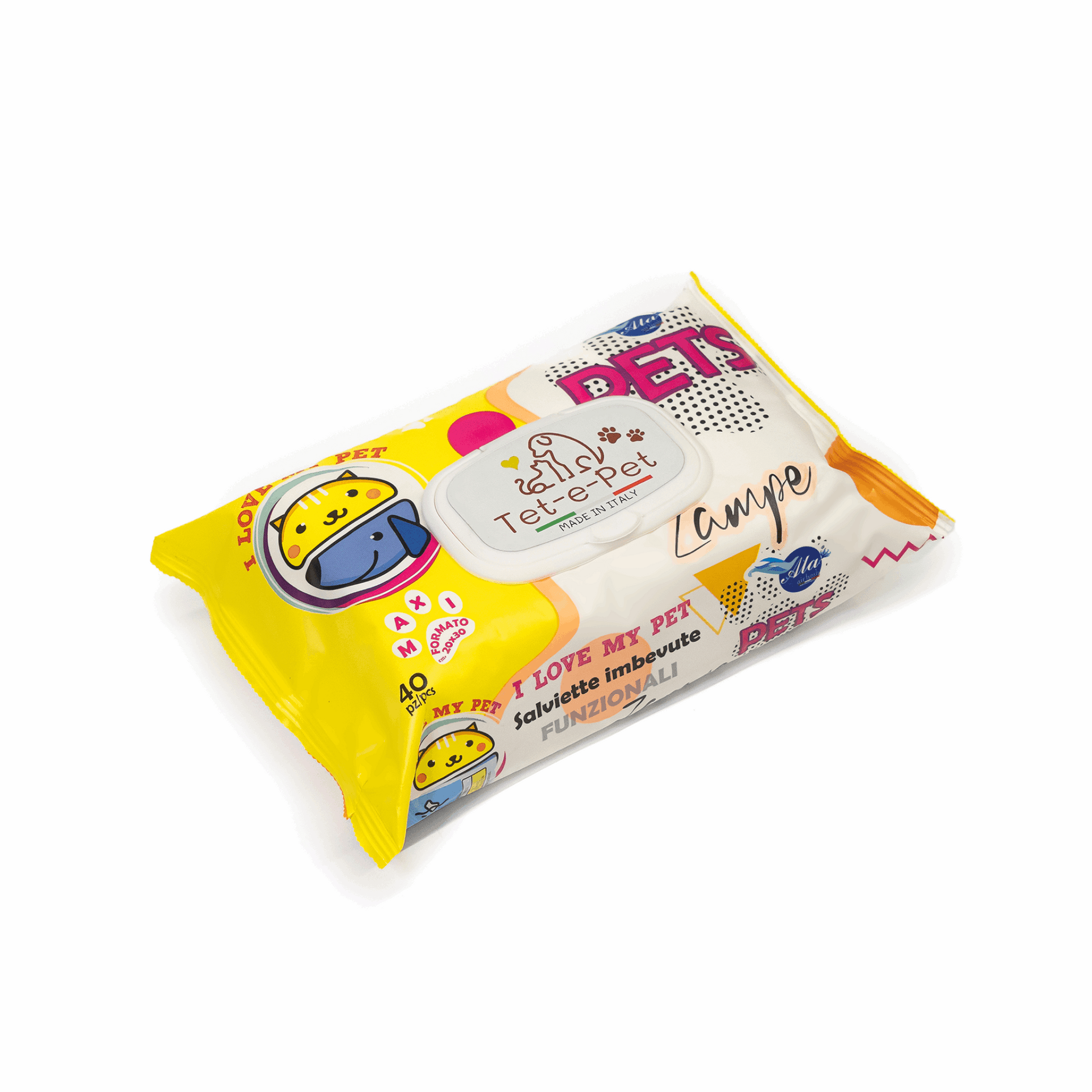 Tet-e-Pet Paws (Zampe) Sensitive Pet Wipes – 40 Count | Hypoallergenic & Deep Cleaning Paw Wipes