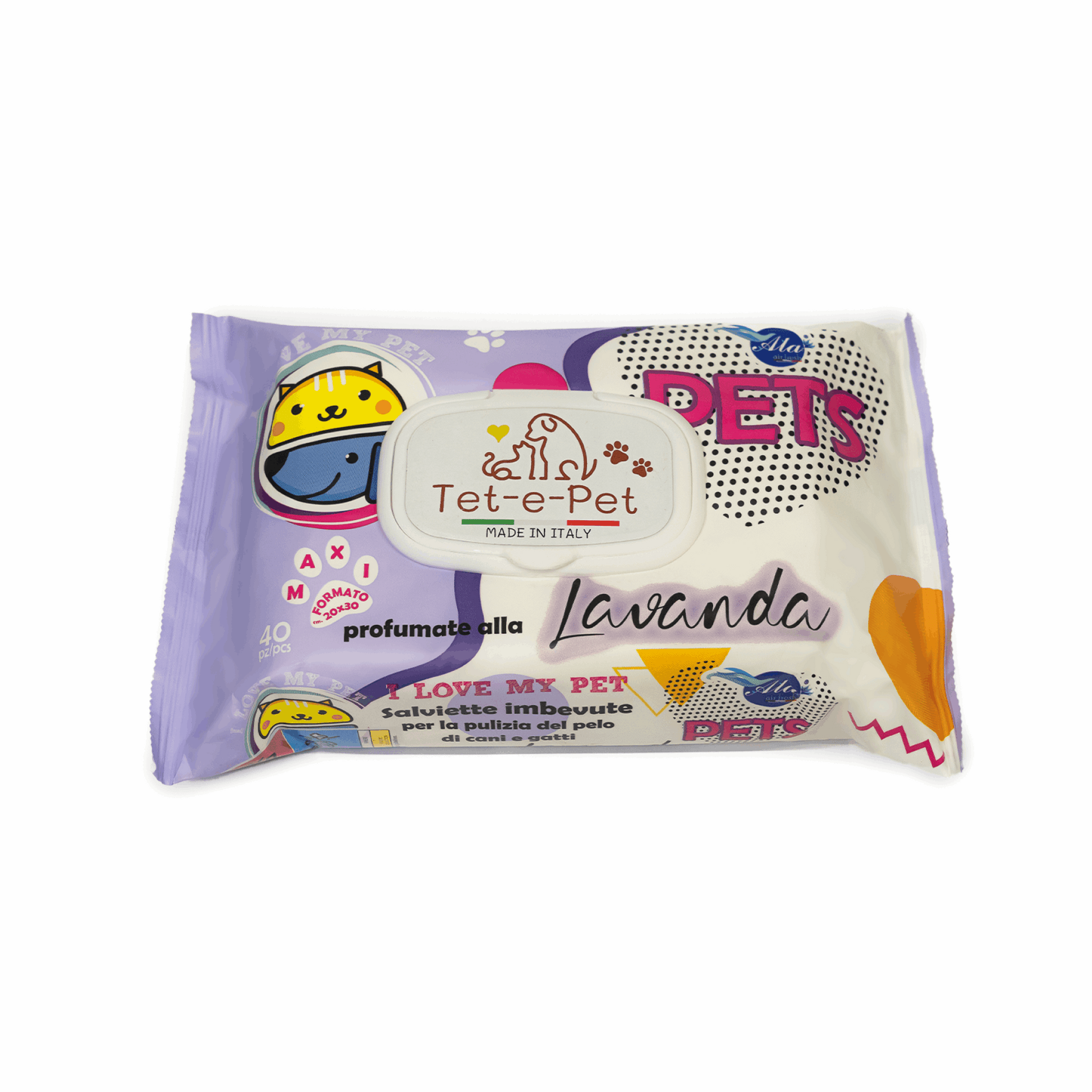 Tet-e-Pet Lavender (Lavanda) Pet Wipes – 40 Count | Soothing & Deodorizing Grooming Wipes