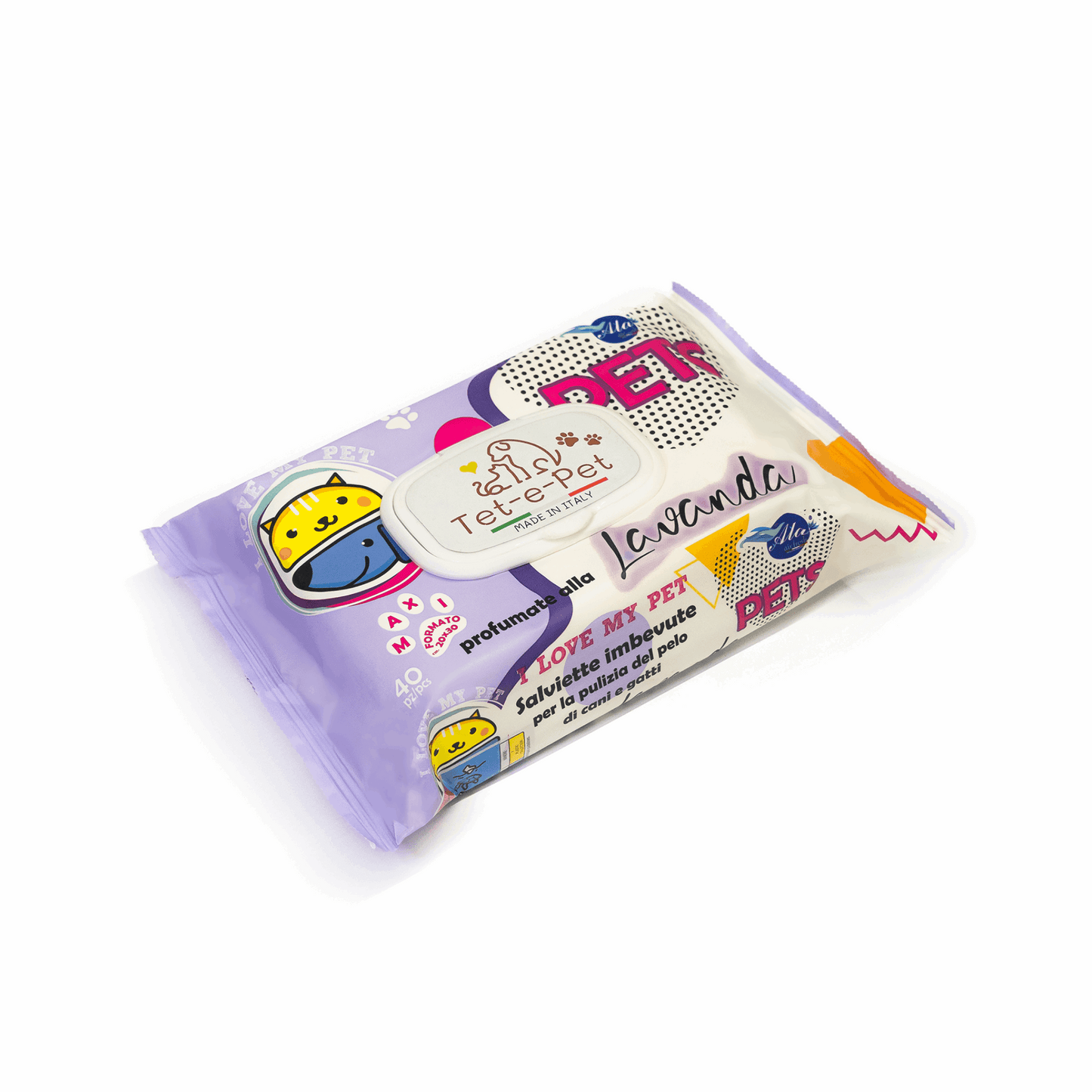 Tet-e-Pet Lavender (Lavanda) Pet Wipes – 40 Count | Soothing & Deodorizing Grooming Wipes