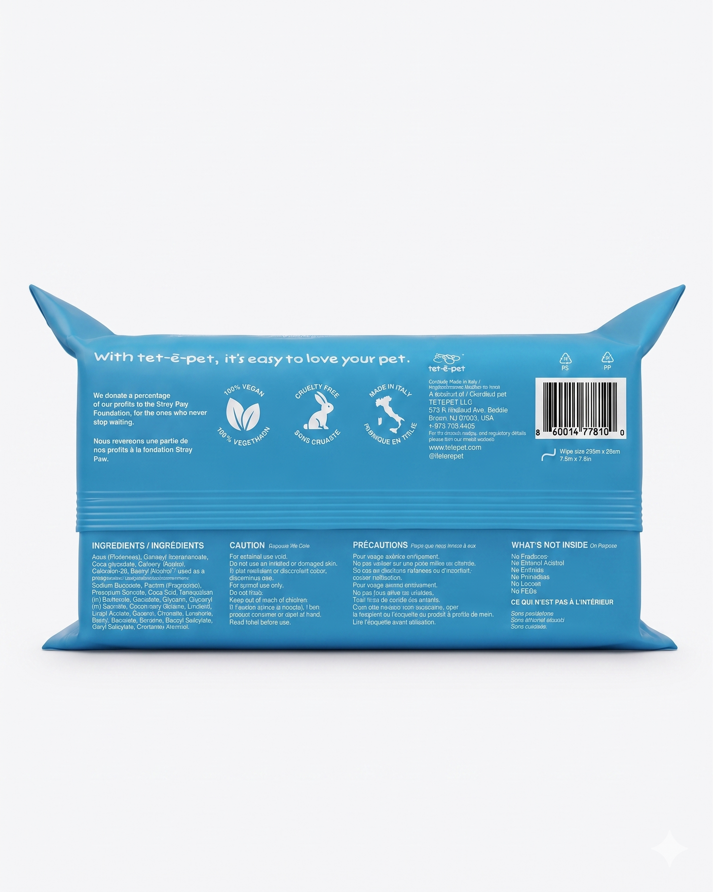 tet-é-pet premium grooming care wipes for dogs and cats
